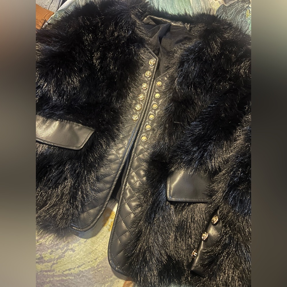 Serenity Black Quilted Faux Fur Teddy Jacket